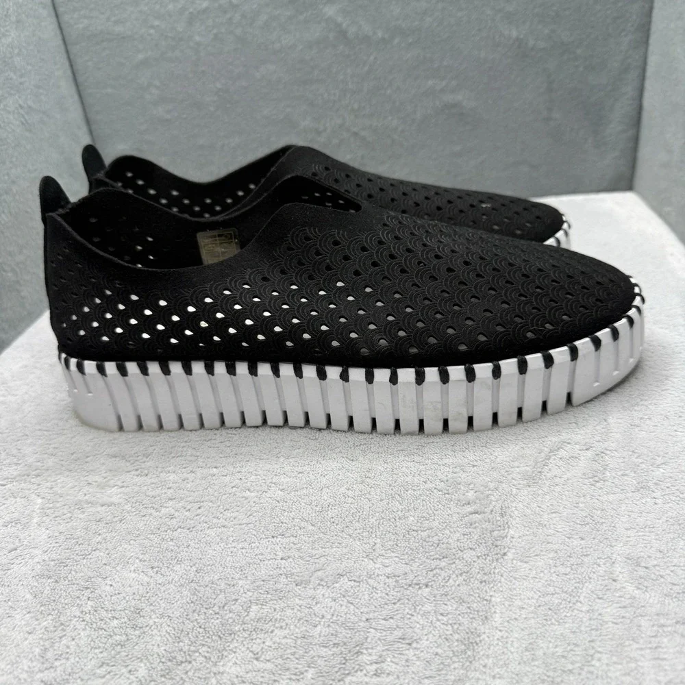 Ilse Jacobsen Tulip 139 Black Perforated Slip On Shoes Women's EU 41 US 10-10.5